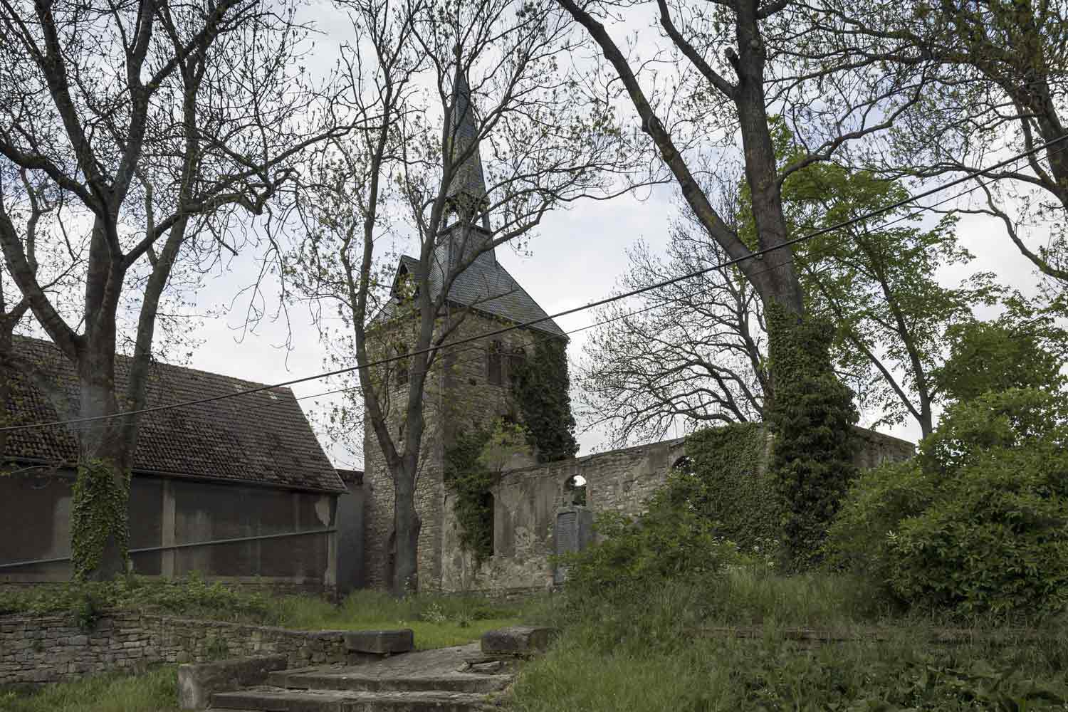 Gesicherte Halbruine der Kirche Thondorf im Mansfelder Land Kirche Thondorf
