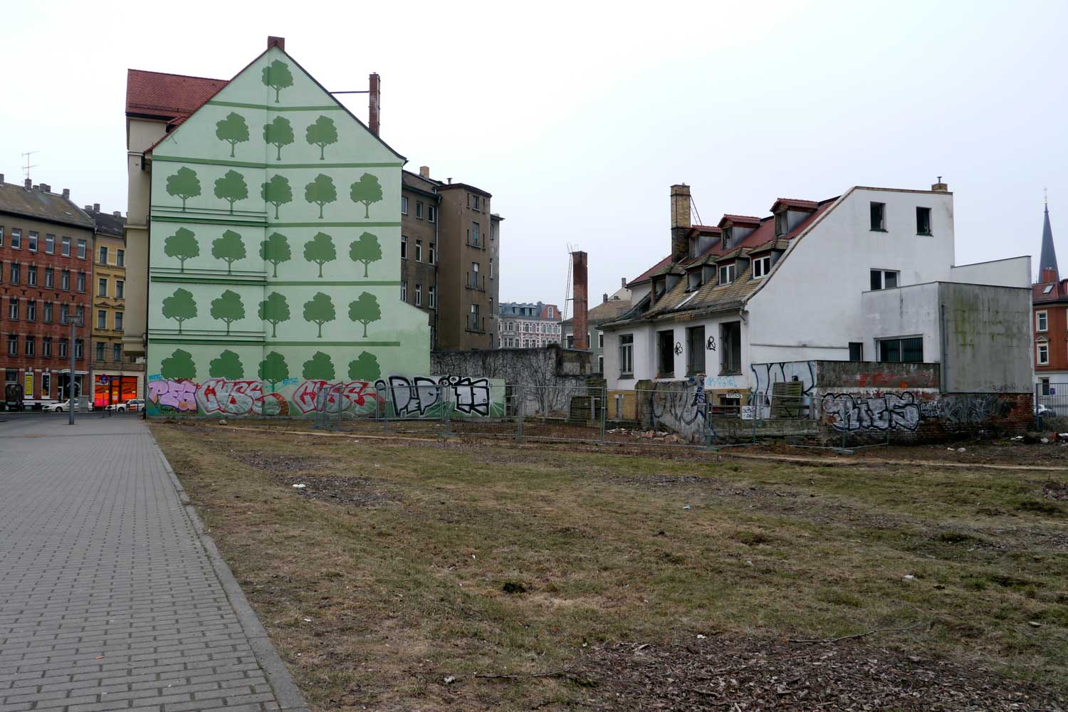 Standort des heutigen Kaufland in Leipzig-Lindenau Hausensemble