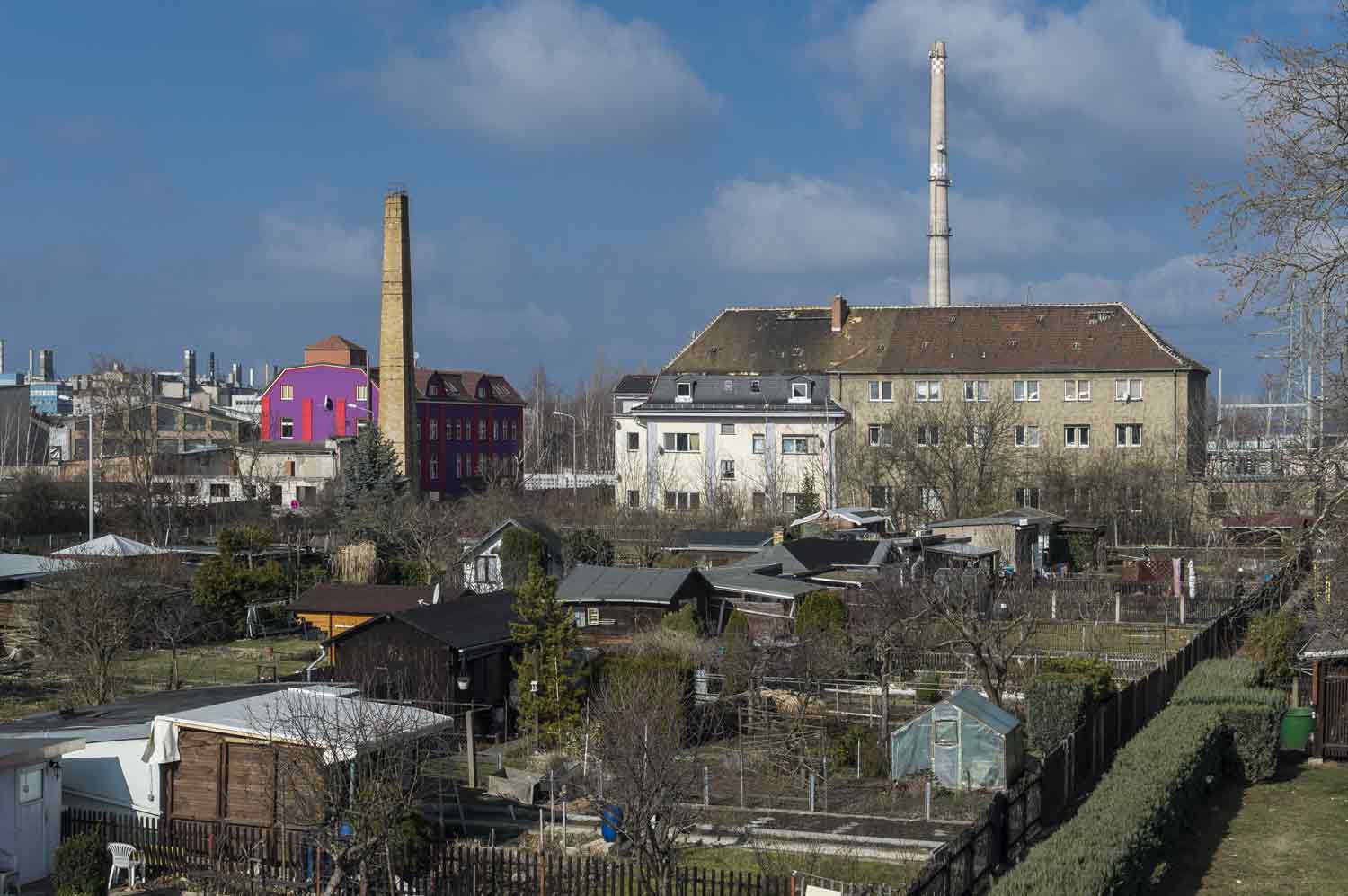 Stadtlandschaft mit Schornsteinen in Böhlitz-Ehrenberg Vorortviertel