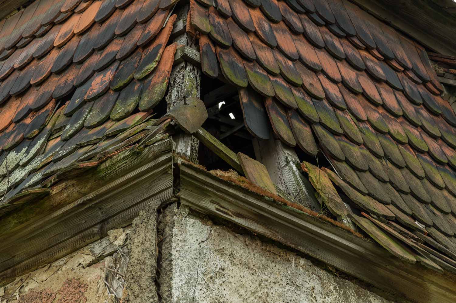 Schaden im Dachbereich des Hauses Schadhaftes Dach