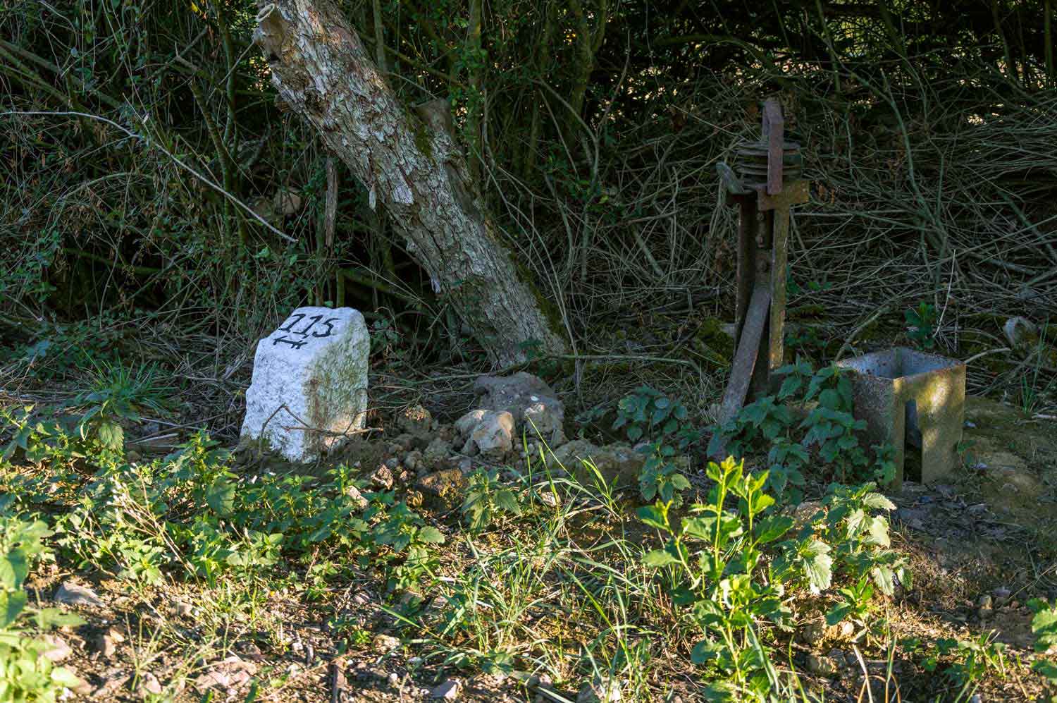 Hektometerstein 11,5 hinter dem Mügelner Lokschuppen Hektometerstein